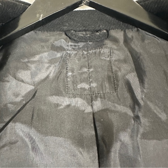 Black wool Trench Coat Floral Embroidery grandma cottagecore long button pink - Picture 3 of 9